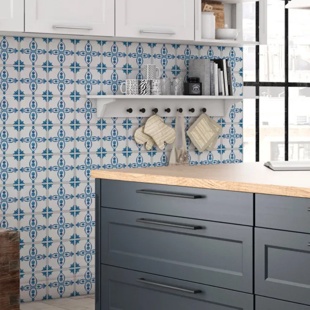 Ambiance Sticker Zelfklevende tegelmuurstickers voor keuken en badkamer - 60 Delft Tilbourne tegelstickers - 60 stickers 15x15cm Multi color