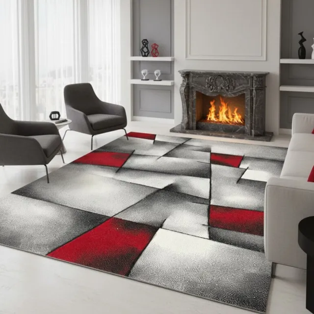 TapisTrend Designer tapijt Rood 120x170 cm Modern abstract vloerkleed met geometrische vormen voor de woonkamer, slaapkamer en eetkamer