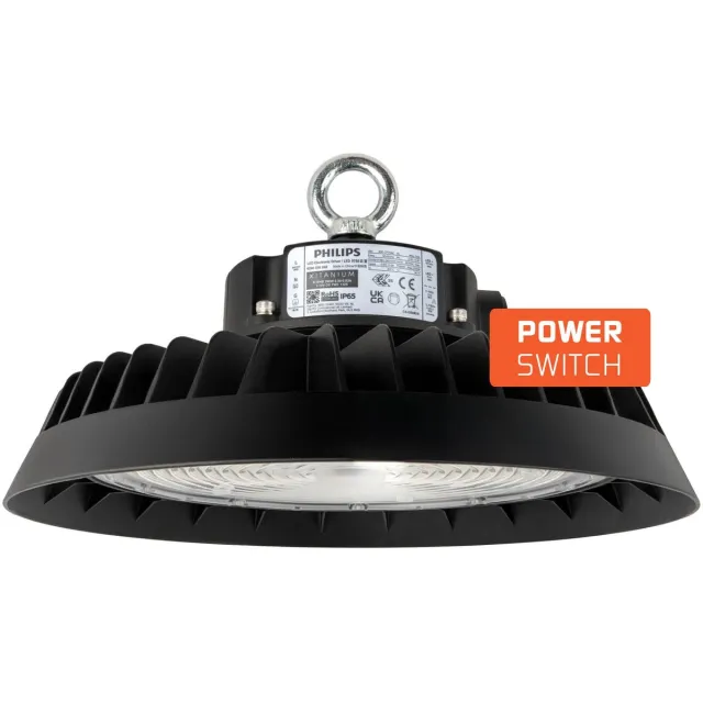 LEDVION LED High Bay 200W Dimbaar & Power Switch - 6500K - 185lm/W - IP65 Zwart