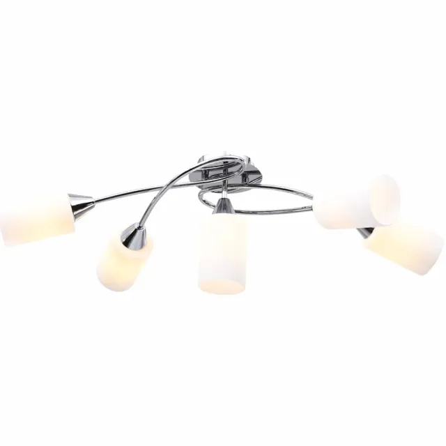 vidaXL Plafondlamp met keramieken cilindervormige kappen 5xE14 wit