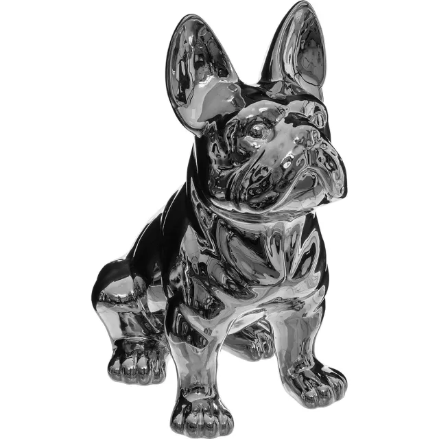 Atmosphera Bulldog beeld zilver - Decoratie - Sierbeeld - H22 cm