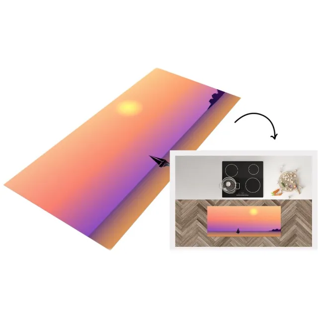 KitchenYeah Keukenloper - Loper keuken - Zeilboot - Zee - Nacht - Zomer - Keukenloper vinyl Multicolor