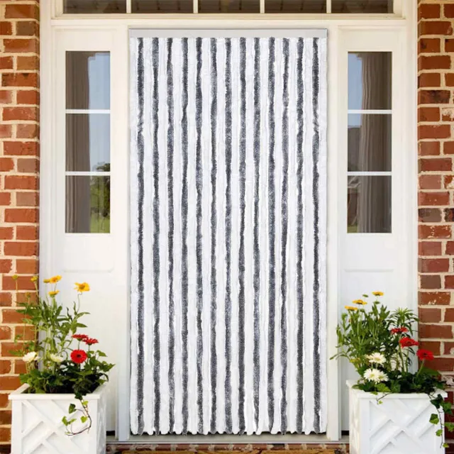 vidaXL Vliegengordijn 118x220 cm chenille grijs en wit