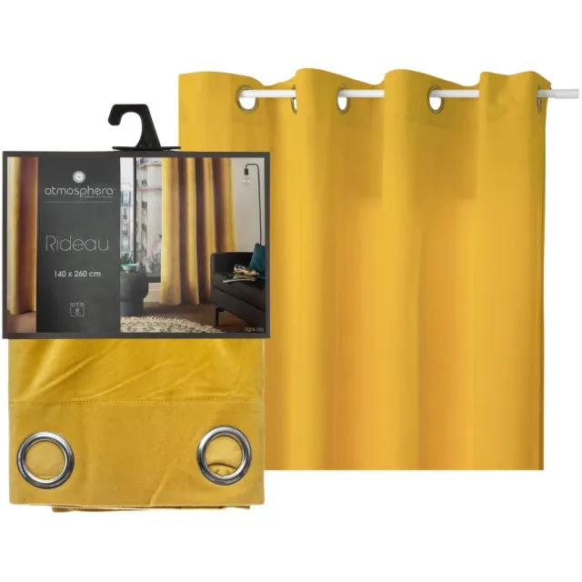 Atmosphera gordijn lilou - 2x - L260 x B140 cm - okergeel - polyester - met ringen