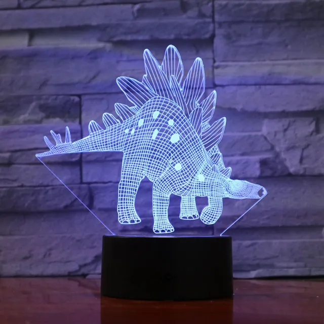 MC Living 3D Led Lamp Met Gravering - RGB 7 Kleuren - Dinosaurus