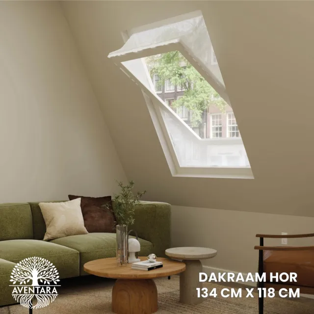 Aventara Dakraam Hor - 134 x 118 cm – Geschikt voor Velux: UK06 (GGL 74, u06) Fakro/Optilight: Maatcode 18 Insect Raamhor - Insecten Plissé - Vliegenhor – Gaas - Inbouw Zonder boren Wit 134 x 118