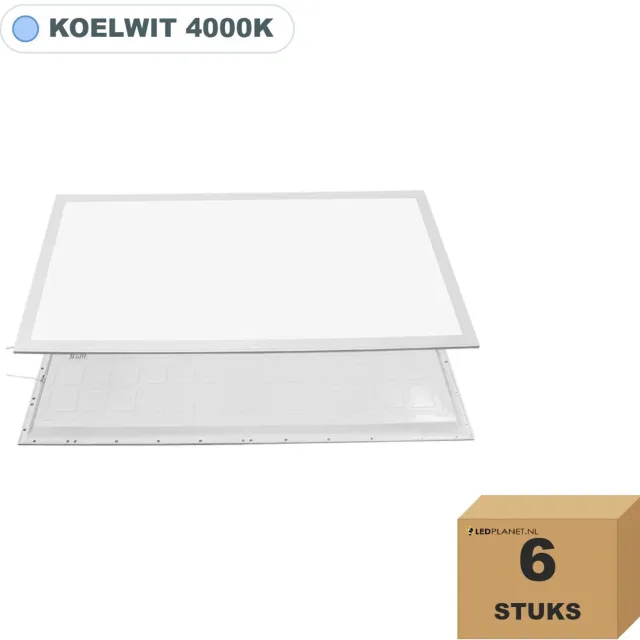 Tsong LED paneel 60x120 cm 9000 lm 50W/36W - 6 stuks - Koelwit 4000K - UGR