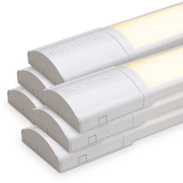HOFTRONIC Set van 6 LED Batten 60cm – 18W 2520lm – 3000K warm wit – Koppelbaar – Flikkervrij – IP20