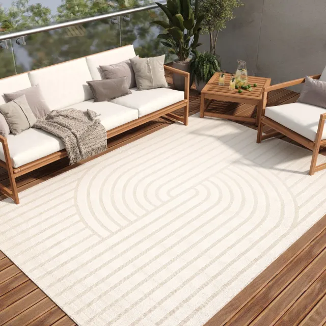 Tapiso Patio Vloerkleed Tuintapijt Outdoor Beige Buitenkleed Kleed, foto 5