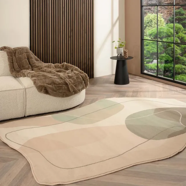 Tapeso Organisch vloerkleed - Ease Stone zachtgroen 160x230