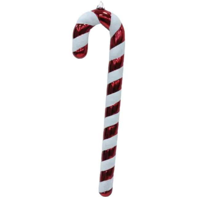 Housevitamin Grote Candy Cane Kerstversiering – Zuurstok Rood/Wit – Kunststof Glitter Ornament – Extra Grote Kersthanger 42 cm – Kerstdecoratie Candy Cane Stijl