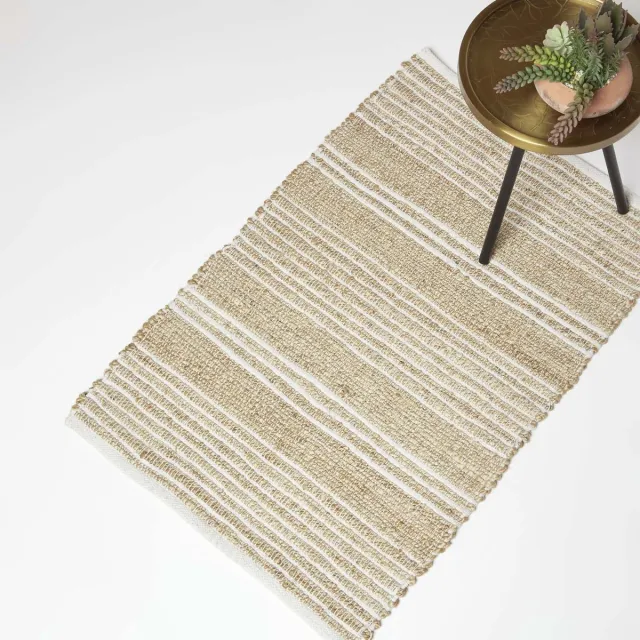 Homescapes jute vloerkleed Arlyn 60 x 90 cm - beige-wit gestreept vloerkleed Beige-Crèmewit