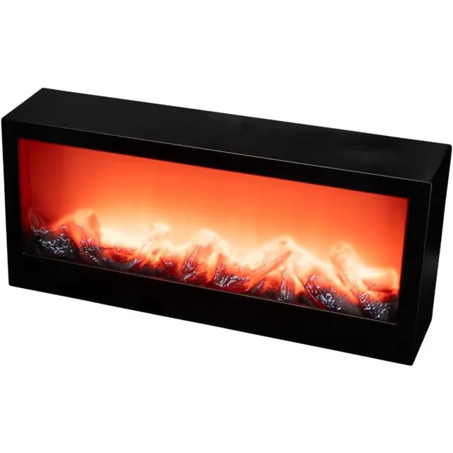 Provento Decoratieve LED-open haard met realistisch vlameffect en timerfunctie - Elektrisch en op batterijen - 45 x 10 x 20 cm Any