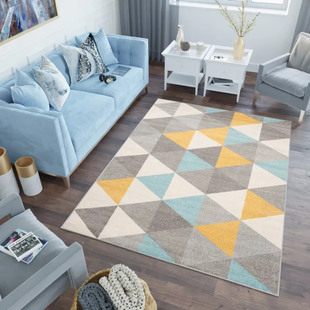 Tapiso Lazur Vloerkleed Grijs Woonkamer Modern 3D Tapijt Maat- 240x330 Geel Grijs 2