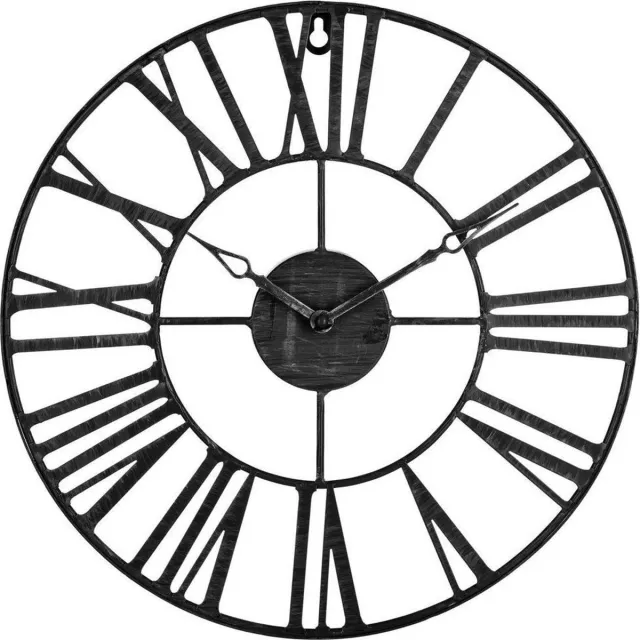 BELANIAN Wandklok met Romeinse Cijfers, Ø 36 cm, Kleur zwart - Wandklok Europese Stijl Retro Smeedijzeren Wandklok Woonkamer Decoratie Wandklok Romeinse Klok