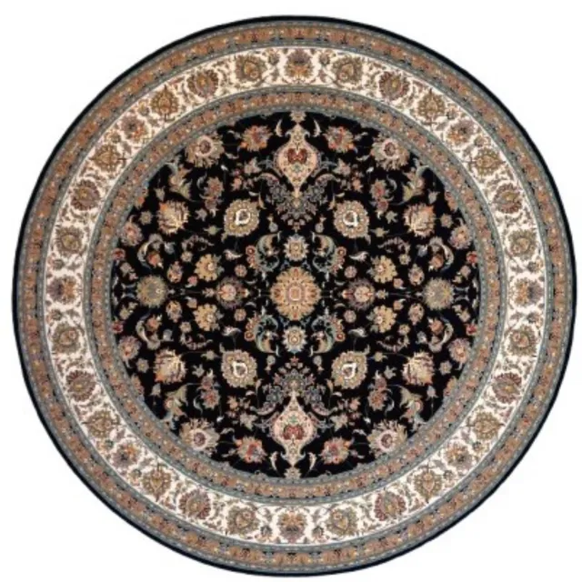 SusaStyle Perzisch Vloerkleed – Afshan Darkblue – Tapijt - Rond donkerblauw/zwart