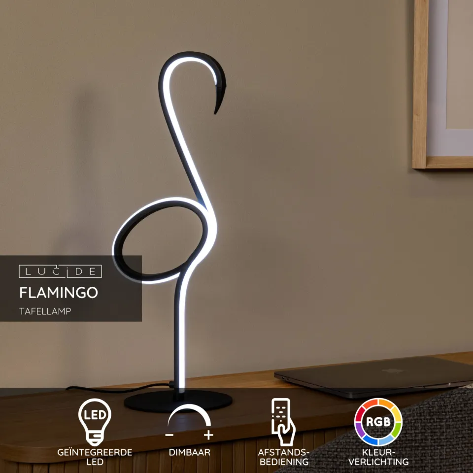 Lucide FLAMINGO RGB tafellamp zwart, foto 3