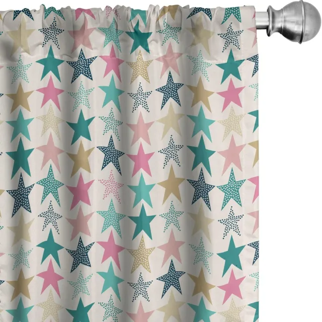 ABAKUHAUS Voorhangen – Retro Doodle Sterren – 2x75x245 cm – Meerdere kleuren Mehrfarbig