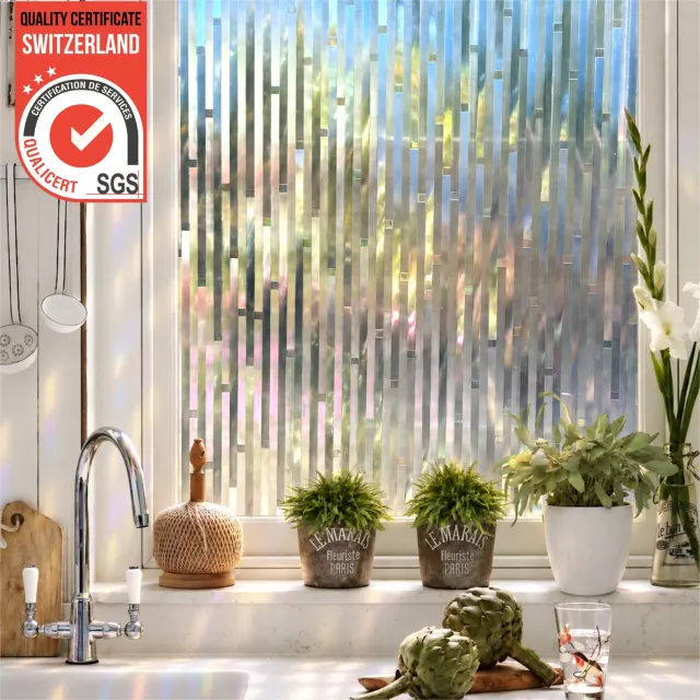 Homewell 3D Regenboog Raamfolie HR++(+) - Anti-Inkijk - Isolerend & Zonwerend - 45x300cm – Statisch - Prisma Lamellen Effect