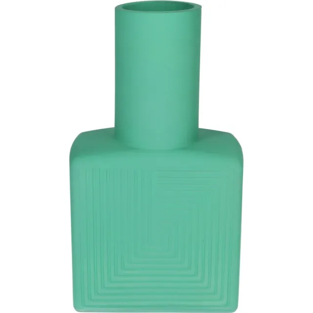 Bellatio Design Bloemenvaas - turquoise - matglas - 6 x 23 cm - vaas