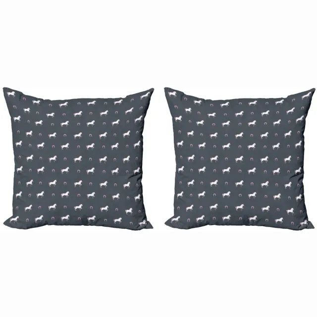 ABAKUHAUS Paarden Kussenhoezen Set – 2x50x50 cm – Wilde Mustang – Dubbelzijdig Lila
