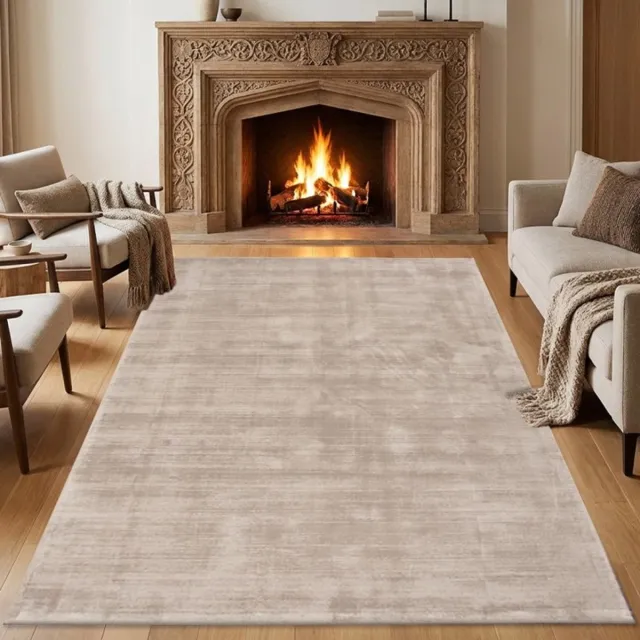 TapisTrend Designer tapijt Beige 120x170 cm Modern viscose vloerkleed met een ton-sur-ton geborsteld effect voor de woonkamer, slaapkamer en eetkamer