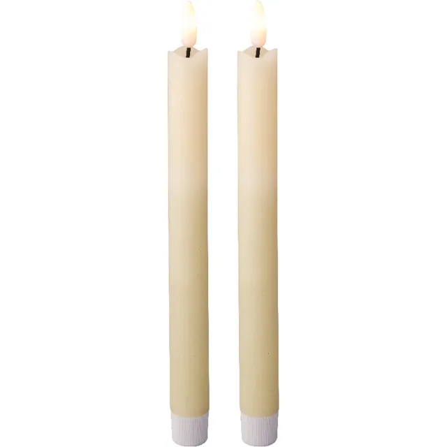 Lumineo LED dinerkaars crème wit - 2 stuks - LED Dinerkaarsen - Flikkerende vlam - LED kaars met timer - Wax kaars - Op batterij - 24 cm - Veilig & Duurzaam