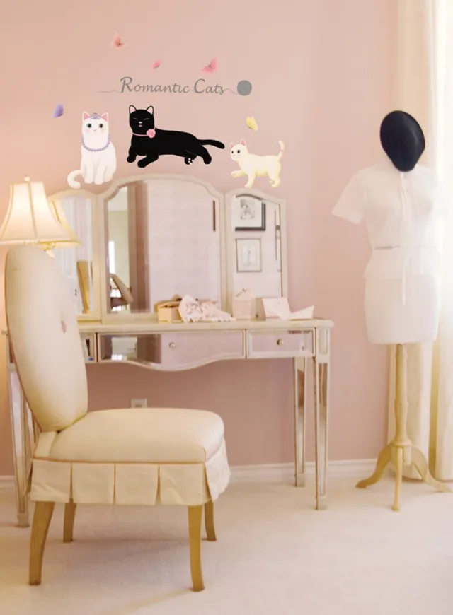 Ambiance Sticker Romantische katten muurstickers voor decoratie Multi color