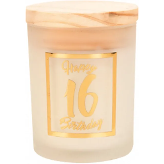 Snoepkado.com Geurkaars - White/gold - Happy Birthday - 16 jaar - In cadeauverpakking wit goudkleurig