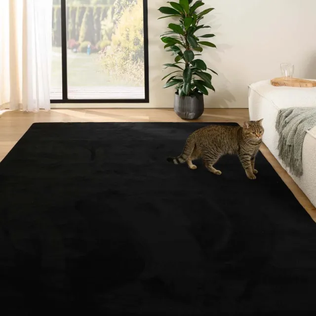 Tapeso Zacht vloerkleed - Plush zwart 140x200