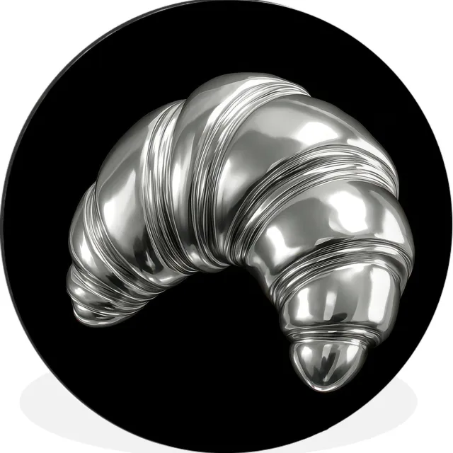 WallCircle Wandcirkel - Muurcirkel - Croissant - Metaal - Zilver - Aluminium - Dibond - 60x60 cm - Binnen en Buiten