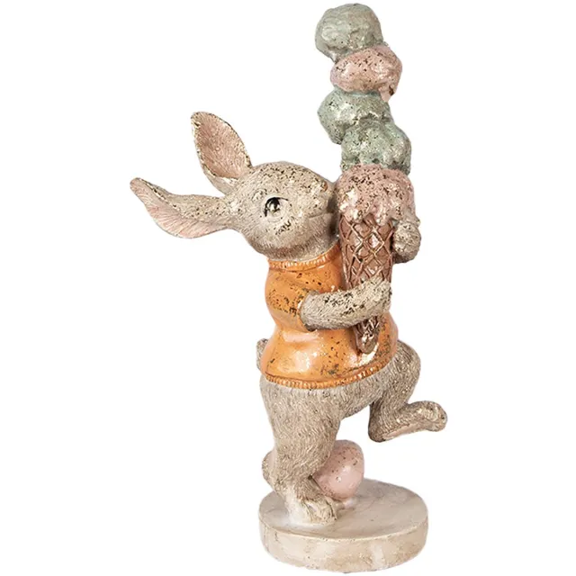 Clayre & Eef Decoratie Beeld Konijn 16x10x28 cm Beige Kunststof