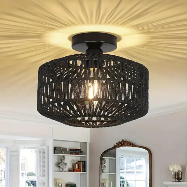 Lichtendirect Bamboe Plafondlamp- Zwart- Slaapkamer Plafondlamp-Woonkamer plafondlamp- Plafonniere bamboe lamp
