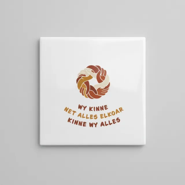 Nevolis Inspirerende 15×15 cm Keramische Tegel – “Wy Kinne Net Alles Elkoar Kinne Wy Alles” Friese Eenheidsquote Wanddecoratie Multi Color