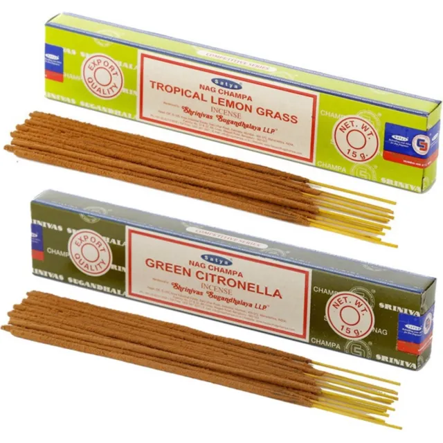 Satya Wierook cadeaus set - 2x geurstokjes - Citroengras en Citronella geur - Meditatie Lime