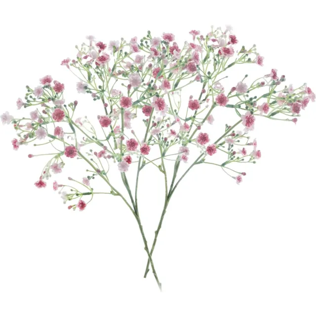 Bellatio Design Kunstbloem Gipskruid Viette - 2x - 45 cm - roze - tak - kunst zijdebloem - Gypsophila