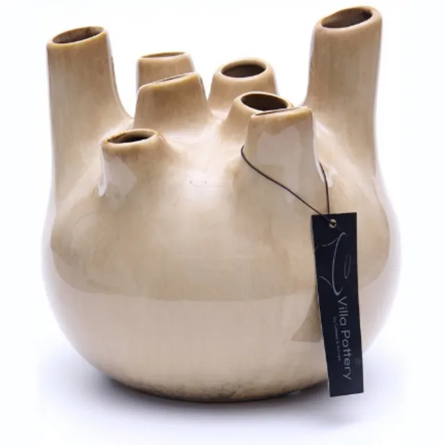 Villa Pottery Vaas - Villa Pottery - Decoratie - Woondecoratie - Waterdicht - Porselein - Interieurdecoratie - Isabelle 1_3 Light Brown Creme