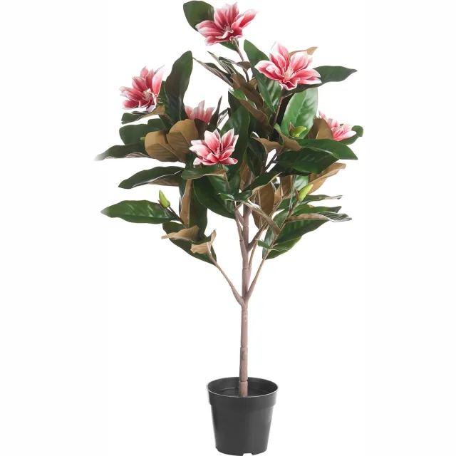 Beliani MAGNOLIA TREE - Kunstplant in pot - Rood - 90 cm - Plastic