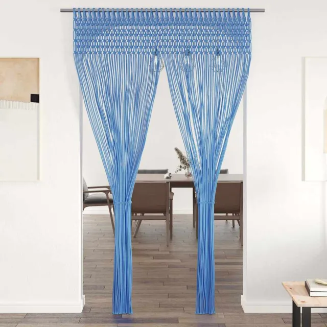 vidaXL Gordijn macramé 140x240 cm katoen blauw