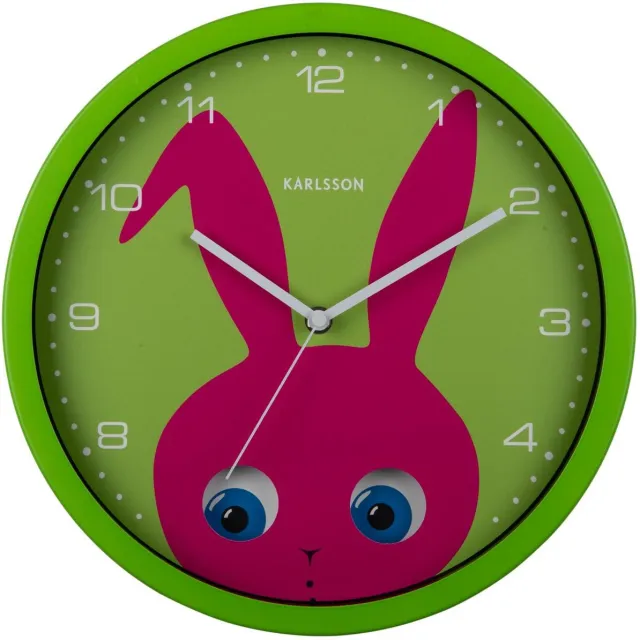 Karlsson Wandklok Peekaboo Bunny - Groen - 30.8x4.5x30.8cm - Wandklok Scandinavisch