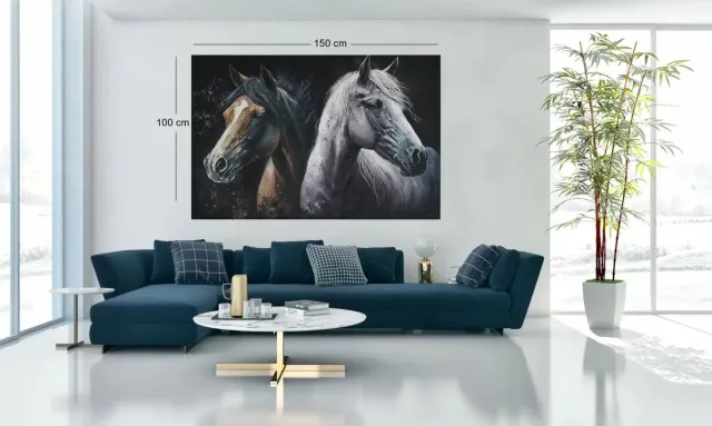Trendex Global Canvas Schilderij – Bruin en Wit Paard – Dierenkunst – 90x60x2 cm