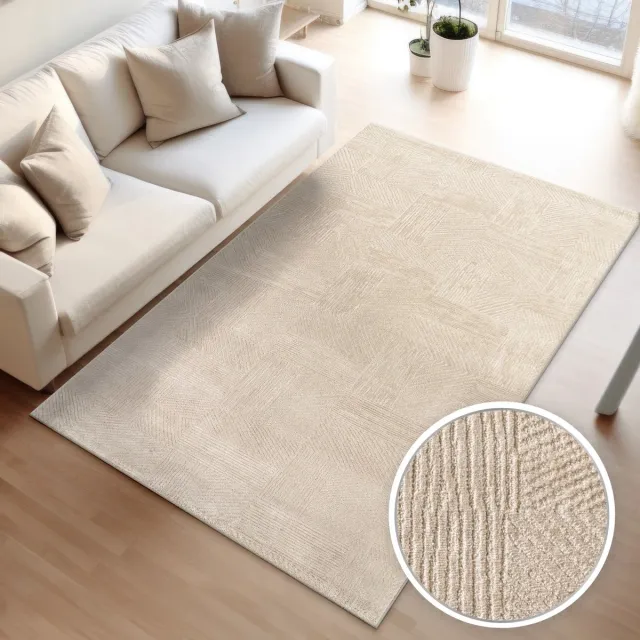 TT Home Woonkamertapijt eetkamer kortpolig boho-design Scandinavische effen kleuren boog 160 x 220 cm Rechthoek 160 x 220 cm Rechthoek Crème