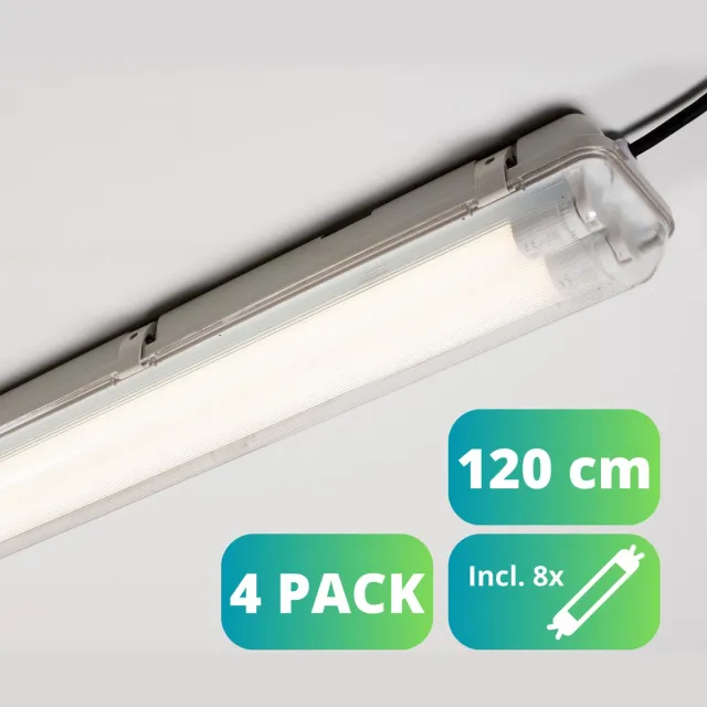 LED's Light EasySave LED TL verlichting 120 cm - Dubbel armatuur incl. 2 LED TL buizen - IP65 - 4PACK wit