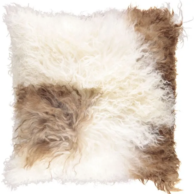 Sheepskin House Curly Kussen - 40x40 cm White/Brown/Mix