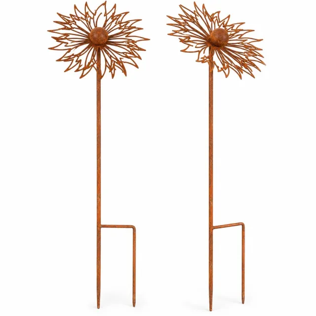 Bobypet Tuinsteker Roest 2 Stuks - Weerbestendige Tuindecoratie voor Buiten - Metalen Tuin Prikkers - Vintage Roest Decoratie voor Balkon en Terras Hoogwaardig