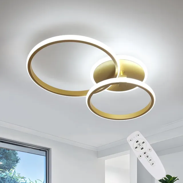 Haobosic LED Plafondlamp - Ovaal Goud 56cm - 42W Dimbaar met Afstandsbediening Gouden