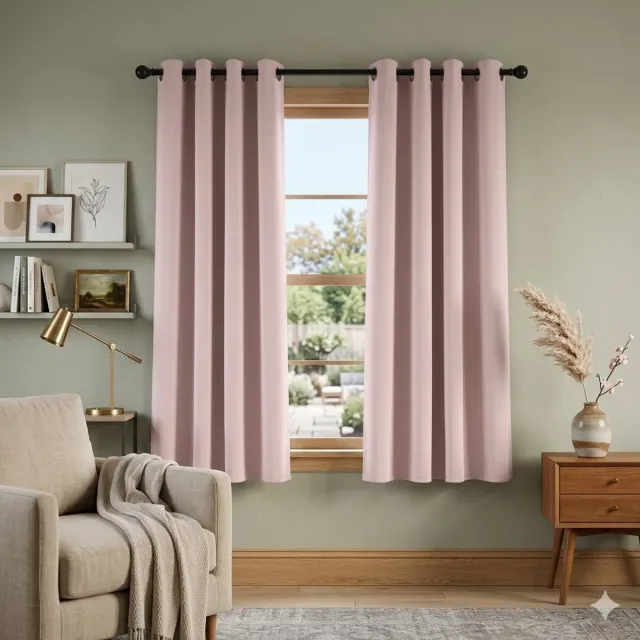 Maison Elara Verduisterende Gordijnen met Lussen - Warmte- en Koude-isolerend - 2 Panelen - 140x145 cm - Lichtroze