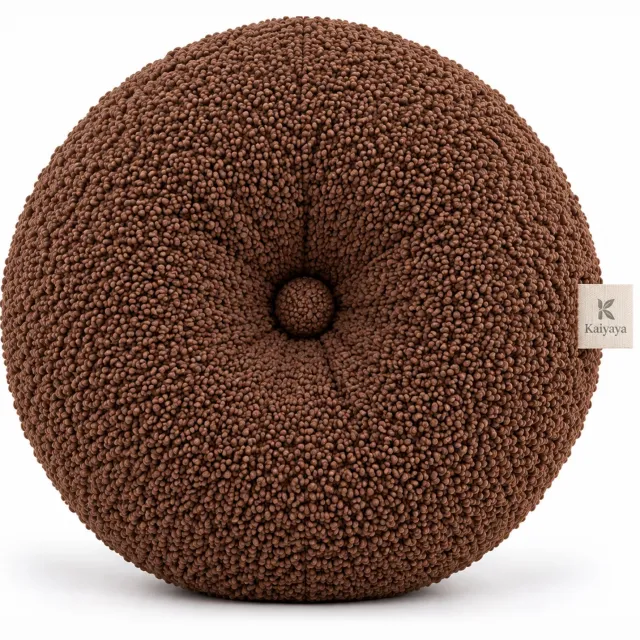 kaiyaya teddy sierkussen - bruin en huidvriendelijk - zacht en vormbehoudend - Ø46 cm - voor bank, bed en stoel