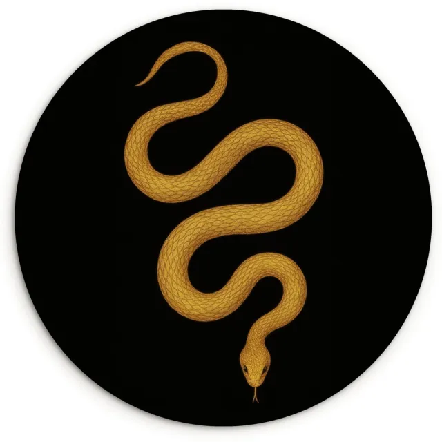 WallCircle Wandcirkel 30x30 cm - Muurcirkel Slang - Minimalistisch - Goud - Muurdecoratie woonkamer - Wanddecoratie slaapkamer - Kamer decoratie accessoires - Ronde schilderijen