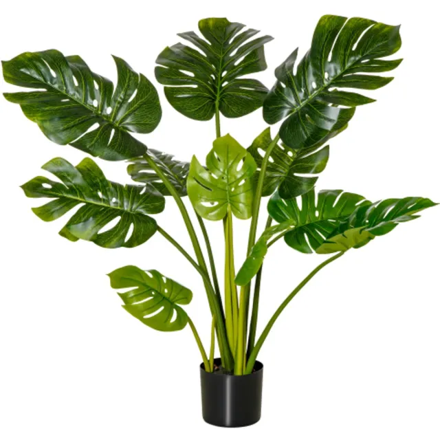 GOTAGEE Kunstplant 17×17×110cm Groen Plastic Decoratieve Kunstplant Kamerplant Met Pot Eenvoudig in Onderhoud Geschikt voor Woonkamer en Slaapkamer
